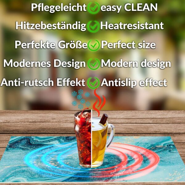 Tischset Platzsets Platzdeckchen abwaschbar Tischuntersetzer PVC hitzebeständig Marmor Blau 35x50cm