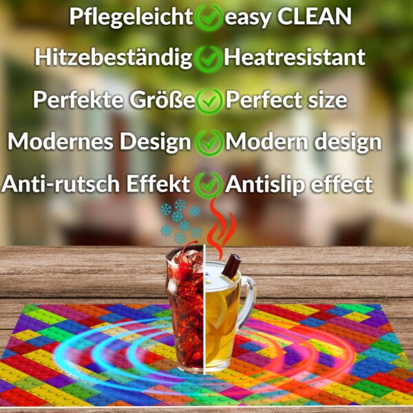 Tischset Platzsets Platzdeckchen abwaschbar Tischuntersetzer PVC hitzebeständig Bunte Bausteine 35x50cm