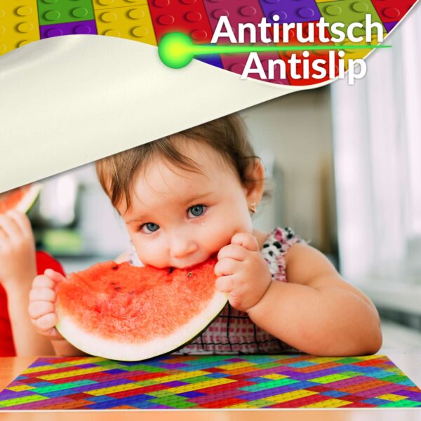 Tischset Platzsets Platzdeckchen abwaschbar Tischuntersetzer PVC hitzebeständig Bunte Bausteine 35x50cm