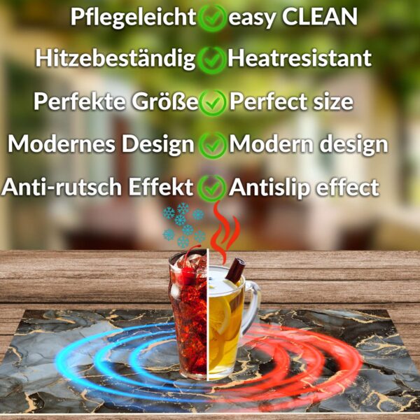 Tischset Platzsets Platzdeckchen abwaschbar Tischuntersetzer PVC hitzebeständig Marmor Dunkel 35x50cm