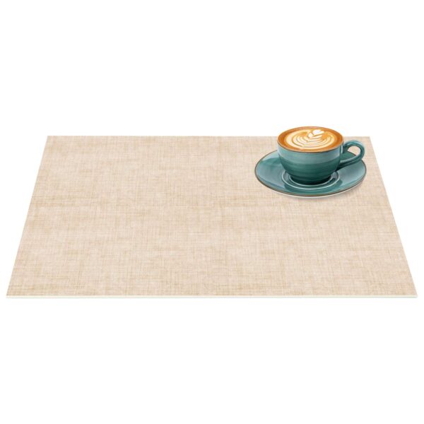 Tischset Platzsets Platzdeckchen abwaschbar Tischuntersetzer PVC hitzebeständig Uni Leinen Beige 35x50cm