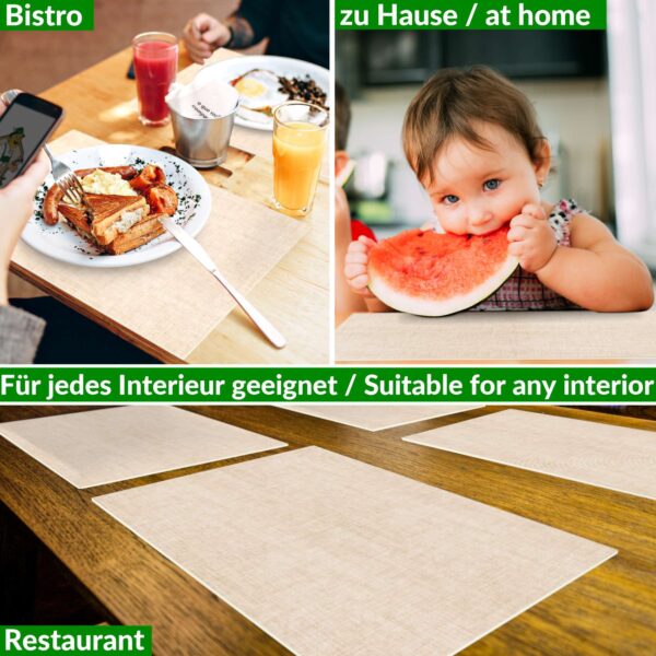 Tischset Platzsets Platzdeckchen abwaschbar Tischuntersetzer PVC hitzebeständig Uni Leinen Beige 35x50cm