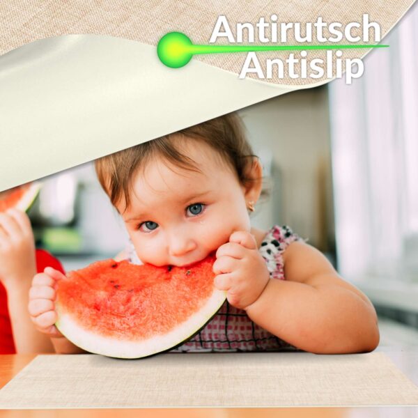 Tischset Platzsets Platzdeckchen abwaschbar Tischuntersetzer PVC hitzebeständig Uni Leinen Beige 35x50cm
