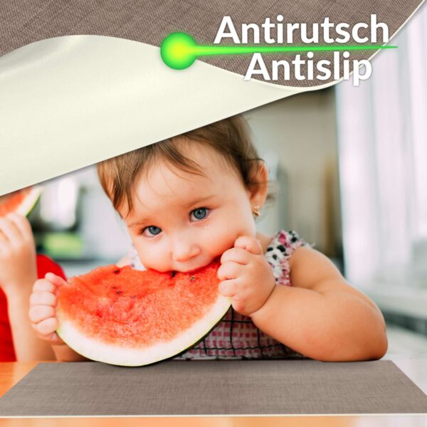 Tischset Platzsets Platzdeckchen abwaschbar Tischuntersetzer PVC hitzebeständig Uni Leinen Braun 35x50cm
