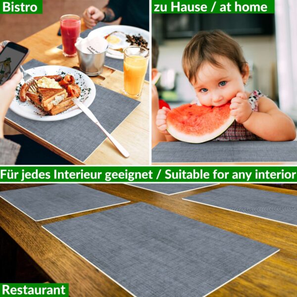 Tischset Platzsets Platzdeckchen abwaschbar Tischuntersetzer PVC hitzebeständig Uni Leinen Dark 35x50cm