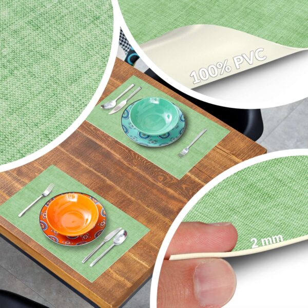 Tischset Platzsets Platzdeckchen abwaschbar Tischuntersetzer PVC hitzebeständig Uni Leinen green 35x50cm