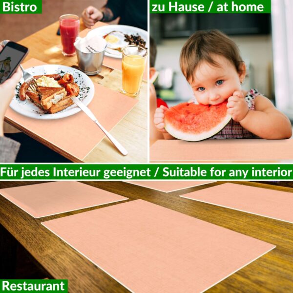 Tischset Platzsets Platzdeckchen abwaschbar Tischuntersetzer PVC hitzebeständig Uni Leinen peach 35x50cm