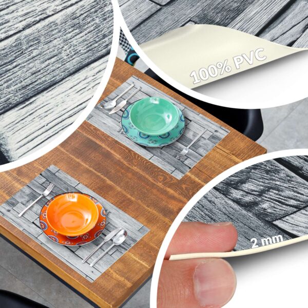 Tischset Platzsets Platzdeckchen abwaschbar Tischuntersetzer PVC hitzebeständig Whisky Wood Grau 35x50cm