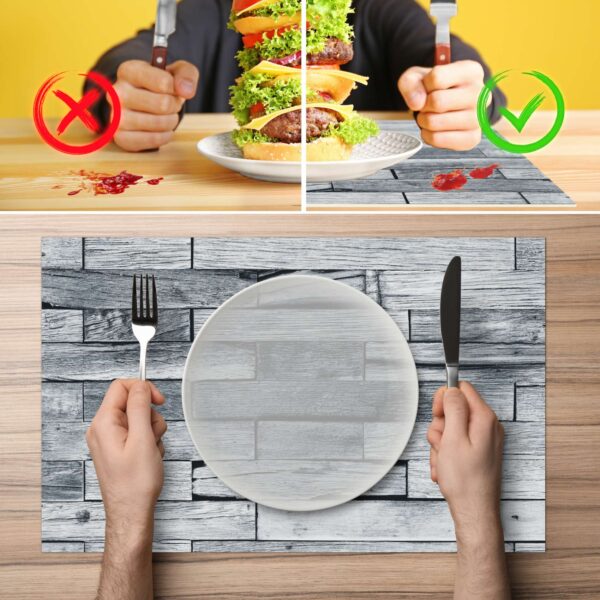 Tischset Platzsets Platzdeckchen abwaschbar Tischuntersetzer PVC hitzebeständig Whisky Wood Grau 35x50cm