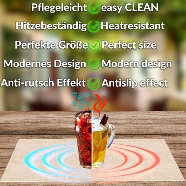 Tischset Platzset Platzdeckchen abwaschbar Tischuntersetzer PVC hitzebeständig Leinen Beige 30x45cm