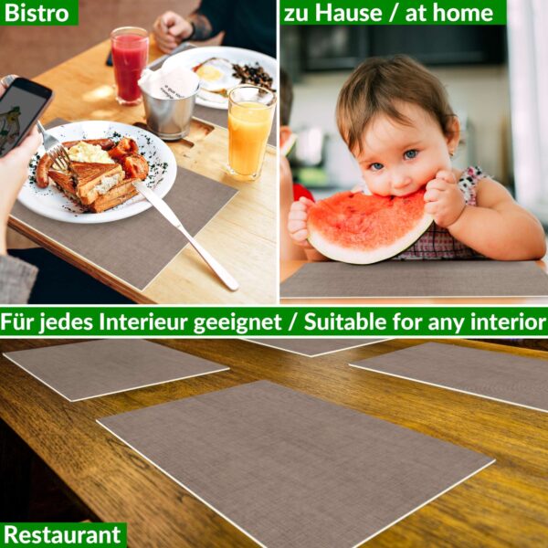 Tischset Platzset Platzdeckchen abwaschbar Tischuntersetzer PVC hitzebeständig Uni Leinen Braun 30x45cm