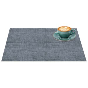 Platzdeckchen Tischset Platzset abwaschbar Tischuntersetzer PVC hitzebeständig Uni Leinen Dark 30x45cm