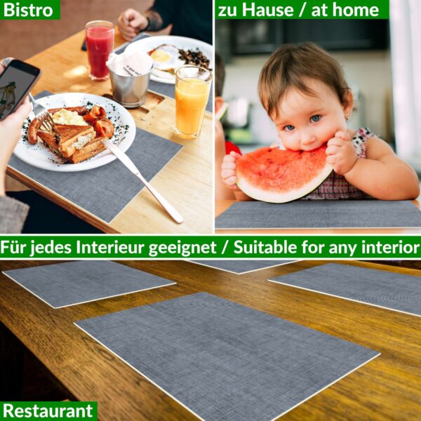 Platzdeckchen Tischset Platzset abwaschbar Tischuntersetzer PVC hitzebeständig Uni Leinen Dark 30x45cm