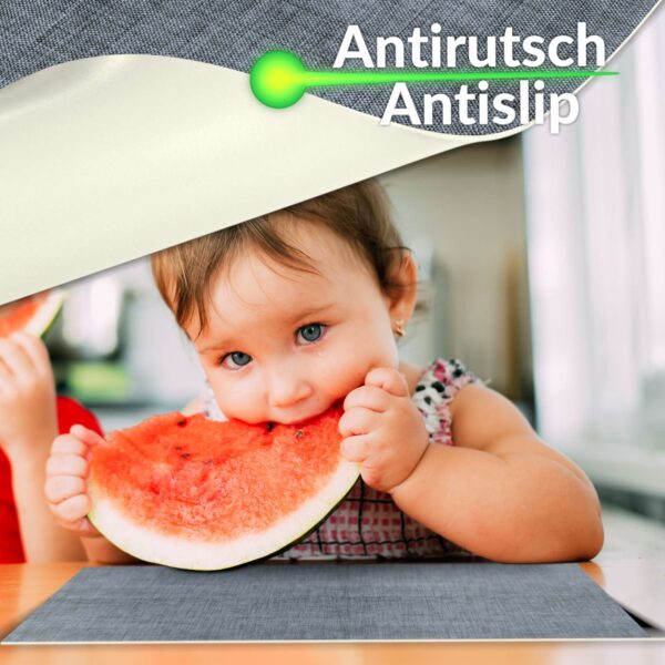 Platzdeckchen Tischset Platzset abwaschbar Tischuntersetzer PVC hitzebeständig Uni Leinen Dark 30x45cm