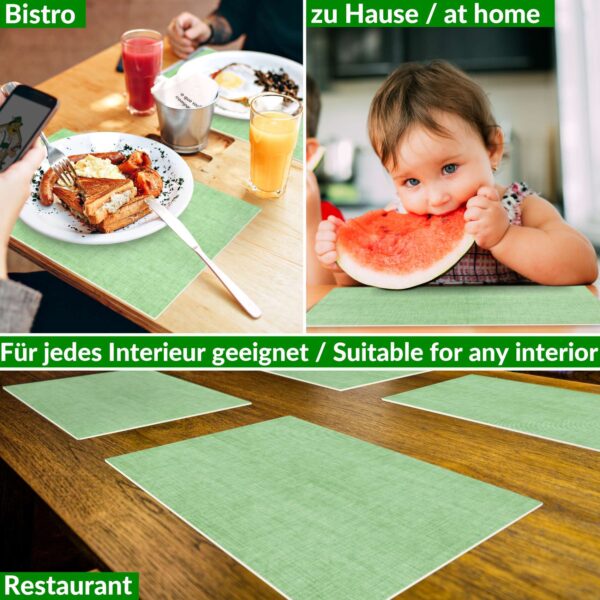 Tischset Platzset Platzdeckchen abwaschbar Tischuntersetzer PVC hitzebeständig Uni Leinen green 30x45cm