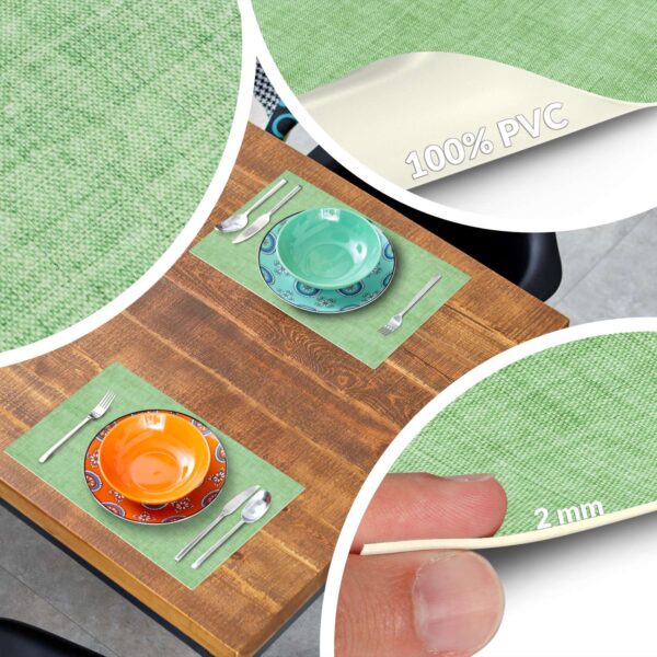 Tischset Platzset Platzdeckchen abwaschbar Tischuntersetzer PVC hitzebeständig Uni Leinen green 30x45cm