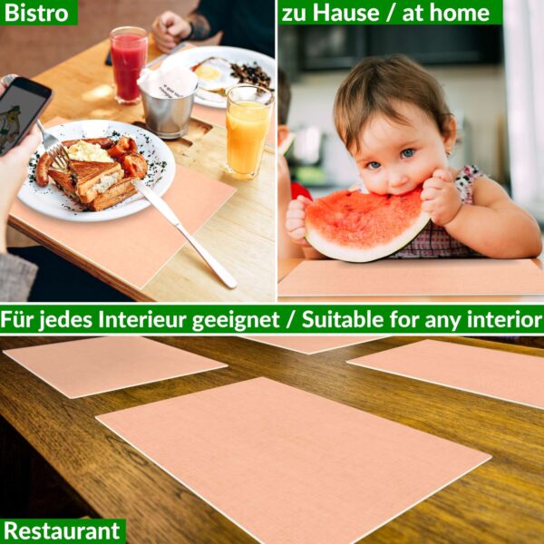 Tischset Platzset Platzdeckchen abwaschbar Tischuntersetzer PVC hitzebeständig Uni Leinen peach 30x45cm