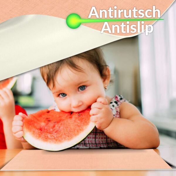 Tischset Platzset Platzdeckchen abwaschbar Tischuntersetzer PVC hitzebeständig Uni Leinen peach 30x45cm