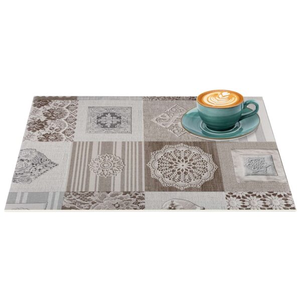 Tischset Platzsets Platzdeckchen abwaschbar Tischuntersetzer PVC hitzebeständig Patchwork Holz Liebe 30x45cm