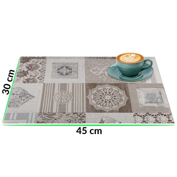 Tischset Platzsets Platzdeckchen abwaschbar Tischuntersetzer PVC hitzebeständig Patchwork Holz Liebe 30x45cm