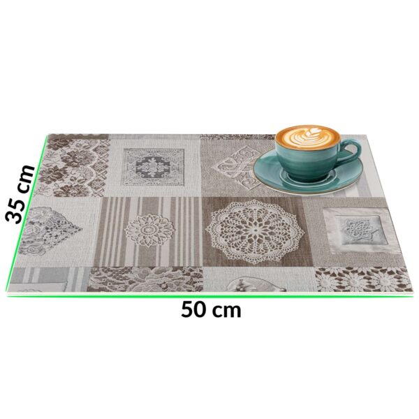 Tischset Platzsets Platzdeckchen abwaschbar Tischuntersetzer PVC hitzebeständig Patchwork Holz Liebe 35x50cm