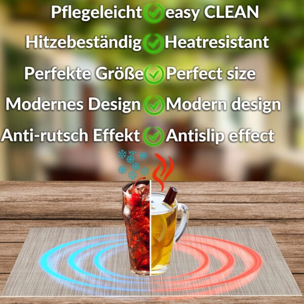 Tischset Platzsets Platzdeckchen abwaschbar Tischuntersetzer PVC hitzebeständig Falschuni Beige 30x45cm