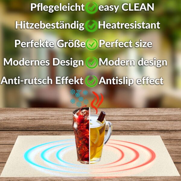 Tischset Platzset Platzdeckchen abwaschbar Tischuntersetzer PVC hitzebeständig Glitzer Uni Beige 30x45cm