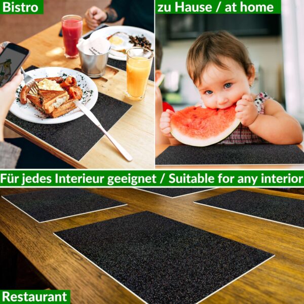 Tischset Platzset Platzdeckchen abwaschbar Tischuntersetzer PVC hitzebeständig Glitzer Uni Schwarz 30x45cm