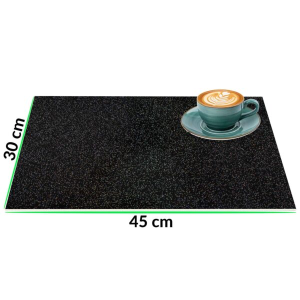 Tischset Platzset Platzdeckchen abwaschbar Tischuntersetzer PVC hitzebeständig Glitzer Uni Schwarz 30x45cm