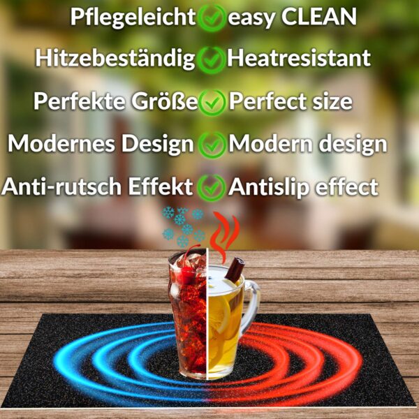 Tischset Platzset Platzdeckchen abwaschbar Tischuntersetzer PVC hitzebeständig Glitzer Uni Schwarz 30x45cm