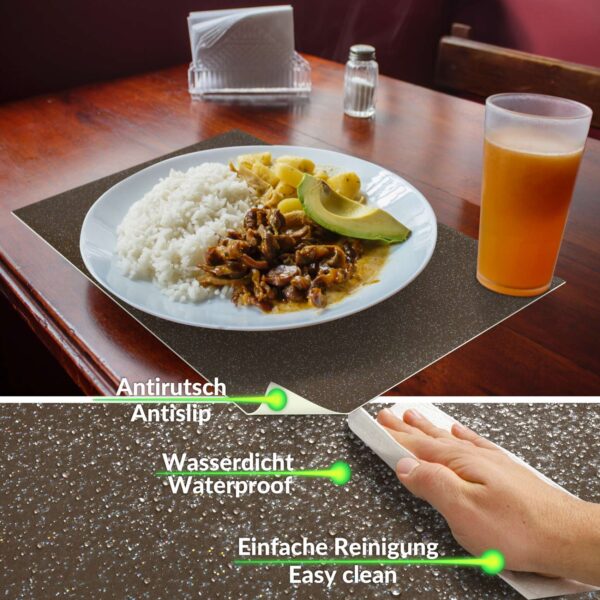 Tischset Platzsets Platzdeckchen abwaschbar Tischuntersetzer PVC hitzebeständig Glitzer Uni Braun 30x45cm