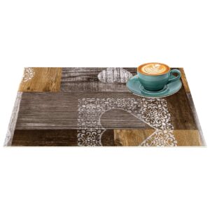 Tischset Platzsets Platzdeckchen abwaschbar Tischuntersetzer PVC hitzebeständig Holz Herz Liebe 30x45cm