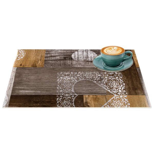 Tischset Platzsets Platzdeckchen abwaschbar Tischuntersetzer PVC hitzebeständig Holz Herz Liebe 30x45cm