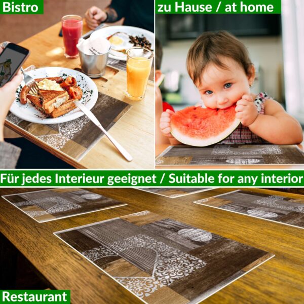 Tischset Platzsets Platzdeckchen abwaschbar Tischuntersetzer PVC hitzebeständig Holz Herz Liebe 30x45cm