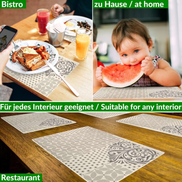Tischset Platzsets Platzdeckchen abwaschbar Tischuntersetzer PVC hitzebeständig Beige Ornament 30x45cm