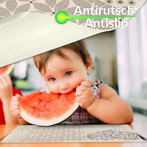 Tischset Platzsets Platzdeckchen abwaschbar Tischuntersetzer PVC hitzebeständig Beige Ornament 30x45cm