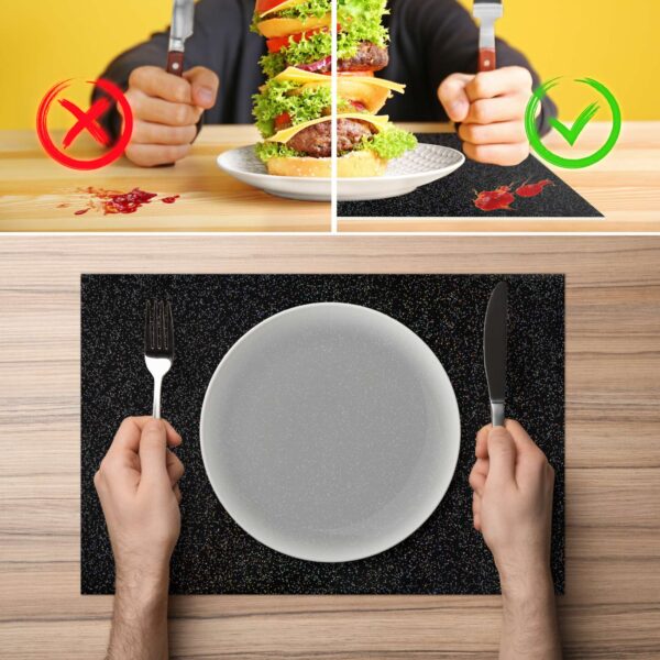 Tischset Platzsets Platzdeckchen abwaschbar Tischuntersetzer PVC hitzebeständig Glitzer Uni Schwarz 35x50cm