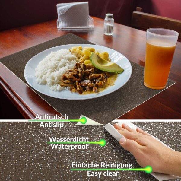 Tischset Platzsets Platzdeckchen abwaschbar Tischuntersetzer PVC hitzebeständig Glitzer Uni Braun 35x50cm