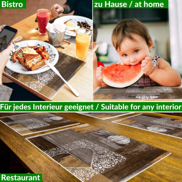 Tischset Platzsets Platzdeckchen abwaschbar Tischuntersetzer PVC hitzebeständig Holz Herz Liebe 35x50cm