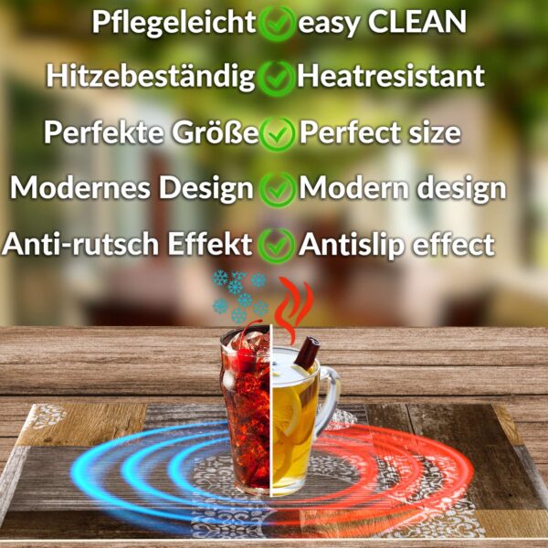 Tischset Platzsets Platzdeckchen abwaschbar Tischuntersetzer PVC hitzebeständig Holz Herz Liebe 35x50cm