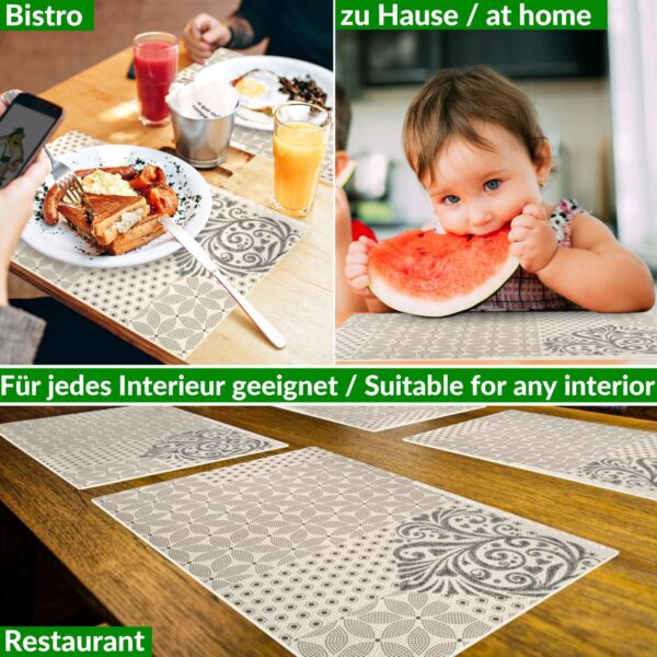 Tischset Platzsets Platzdeckchen abwaschbar Tischuntersetzer PVC hitzebeständig Beige Ornament 35x50cm
