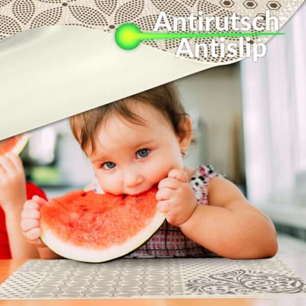 Tischset Platzsets Platzdeckchen abwaschbar Tischuntersetzer PVC hitzebeständig Beige Ornament 35x50cm