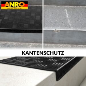 Gummi Stufenmatte mit Kantenschutz Riffelblechmuster Trittschutz Treppenstufen 75x25x2,5cm