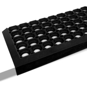 Gummi Stufenmatte mit Kantenschutz Ringgummi Lochmuster Drainage Treppenstuffen 75x25x3cm