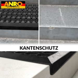 Gummi Stufenmatte mit Kantenschutz Ringgummi Lochmuster Drainage Treppenstuffen 75x25x3cm