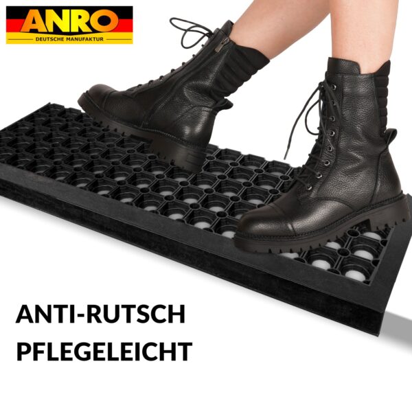 Gummi Stufenmatte mit Kantenschutz Ringgummi Lochmuster Drainage Treppenstuffen 75x25x3cm