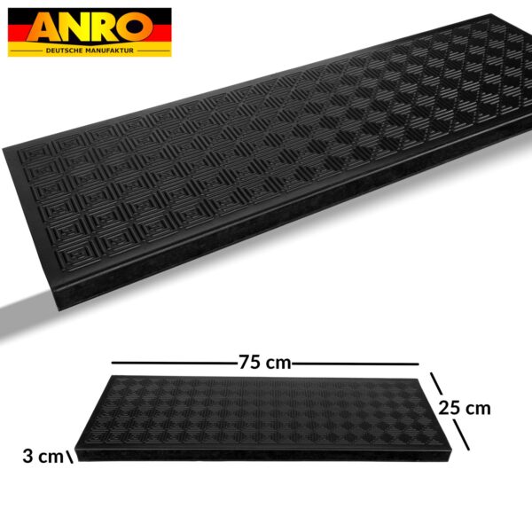 Gummi Stufenmatte mit Kantenschutz Spiraldesign Treppenstuffen Antirutschmatte 75x25x2,5cm