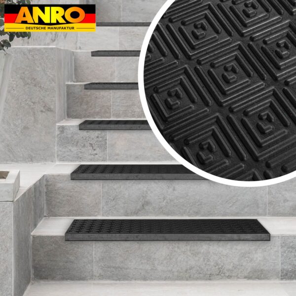 Gummi Stufenmatte mit Kantenschutz Spiraldesign Treppenstuffen Antirutschmatte 75x25x2,5cm