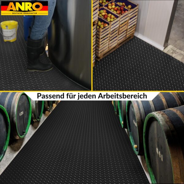 PVC Bodenbelag Meterware Dionis Vinylboden Industriebodenbelag Rollenware 1,5mm Stärke Tränenblech Schwarz / Silber / Anthrazit Breite 100cm
