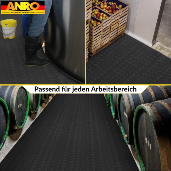 PVC Bodenbelag Meterware Vinylboden Dionis Industriebodenbelag Rollenware 1,5mm Stärke Riffelblech Schwarz / Silber / Anthrazit Breite 100cm